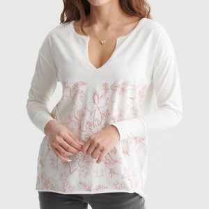 Lucky Brand Women’s Floral Print Split Neck Top Size M